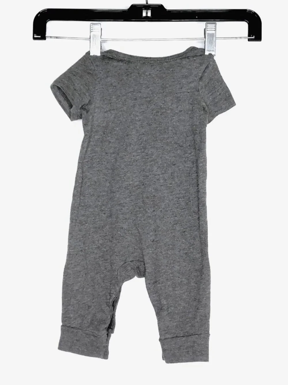 Disney Baby Mickey Mouse One Piece Romper Gray Short Slv Kangaroo Pocket 3/6 M